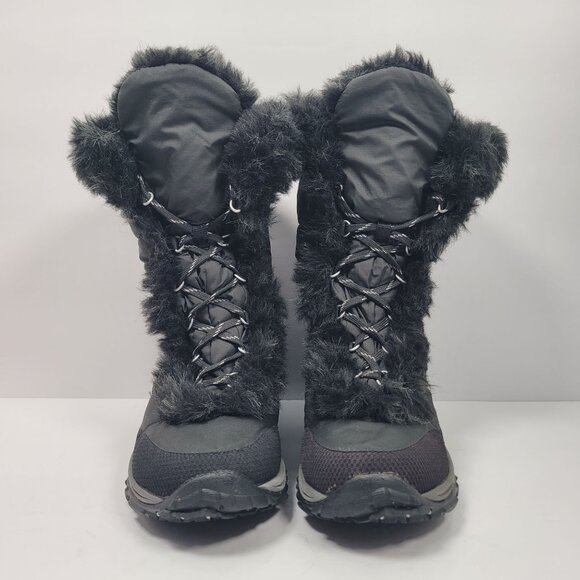 The North Face Nuptse Down Women's Faux Fur Winter Black Boots US Size 6 - Picture 3 of 12